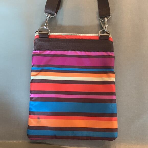 LeSportsac Crossbody Bag Multicolor Stripes Zippered Pockets - Picture 3 of 7